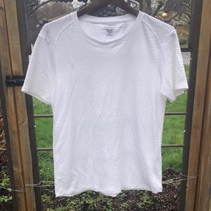 Exofficio white polyester blend white patterned short sleeve top size XL